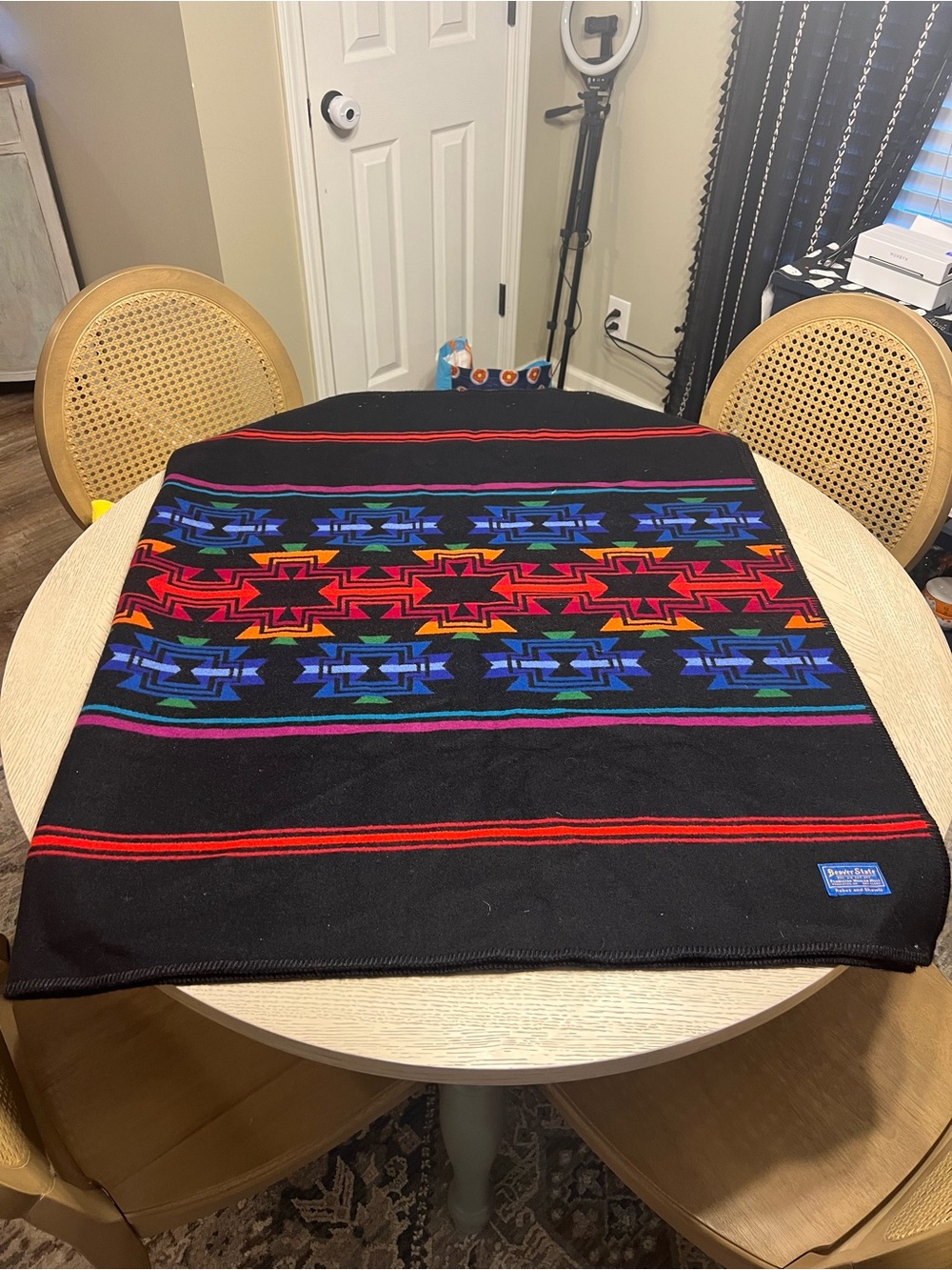 Vtg Pendleton Beaver State Wool Blanket Shaw Southwestern Aztec Geometric